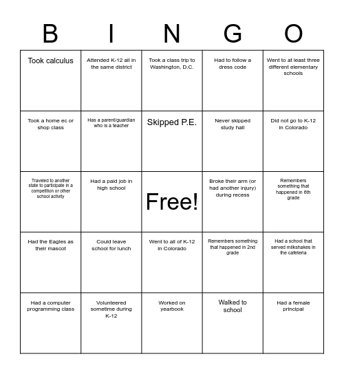 Untitled Bingo Card