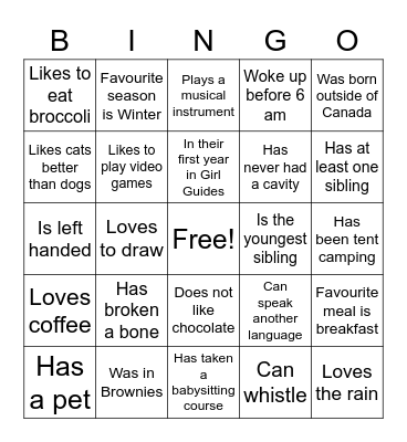 2nd Guides Bingo Card