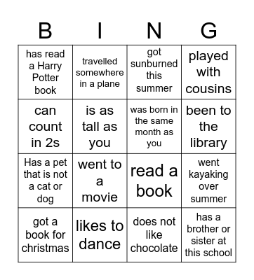 Find a buddy who Bingo Card
