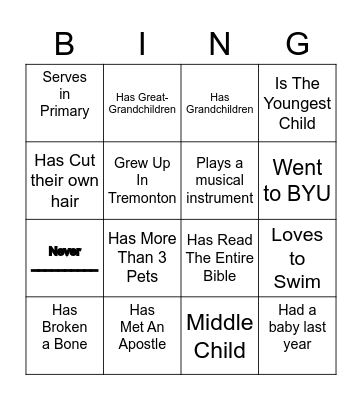 Getting To Know You Bingo Card