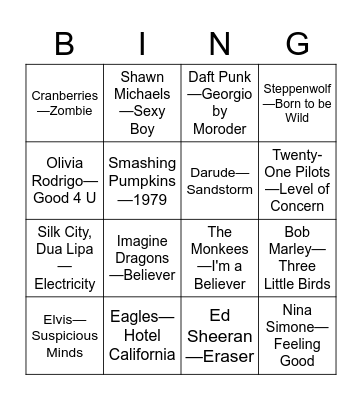 Social Time Bingo Card