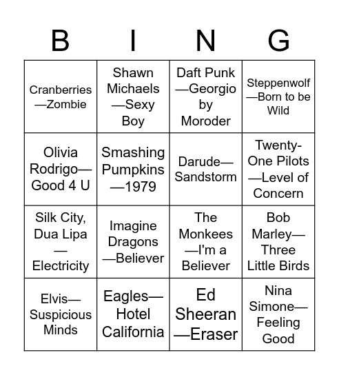 Social Time Bingo Card