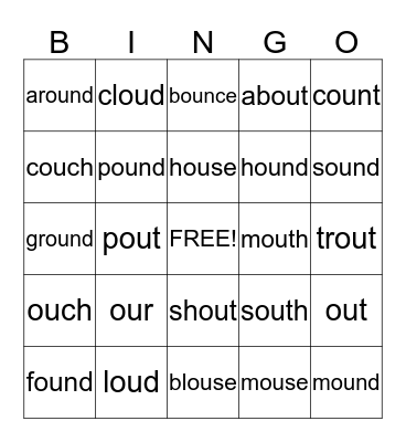 "OU" Words Bingo Card
