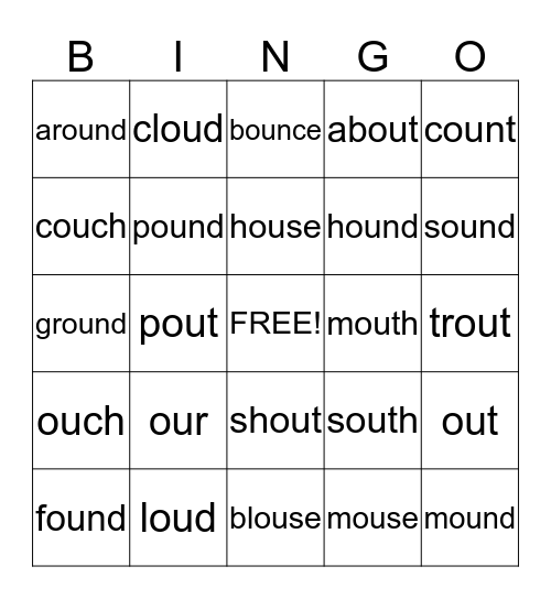 "OU" Words Bingo Card
