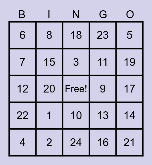 Let's Play!!!! Bingo Card