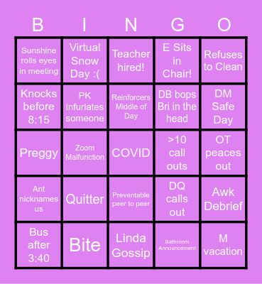 Forbush Frenzie Bingo Card