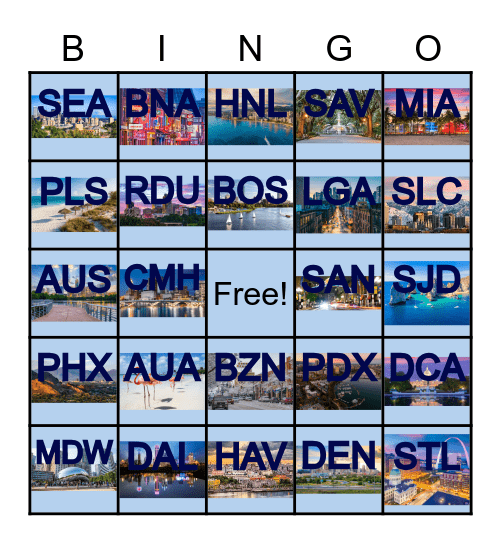 Southwest Destinations Bingo Card