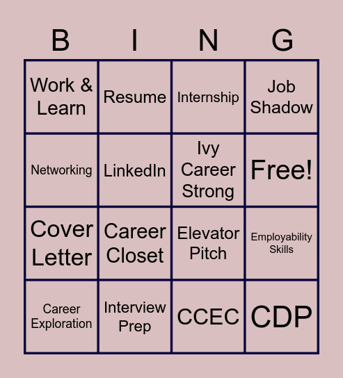CCEC CAREER BINGO! Bingo Card