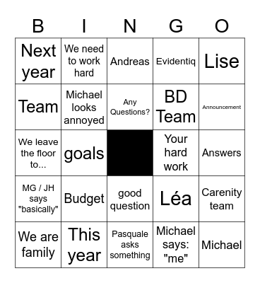 Carenity Kick off Bingo Card