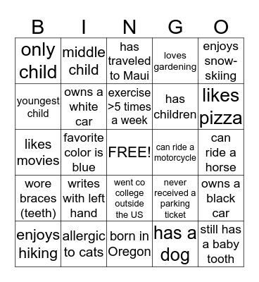 Intel Bingo Card