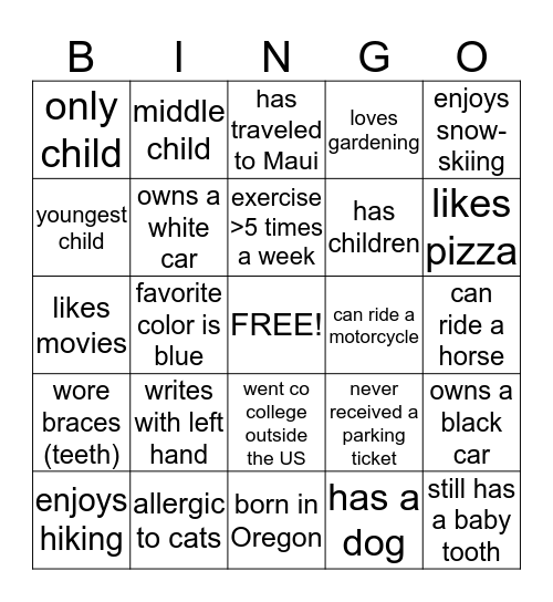 Intel Bingo Card