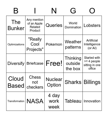 Tech Pillar Bingo Card