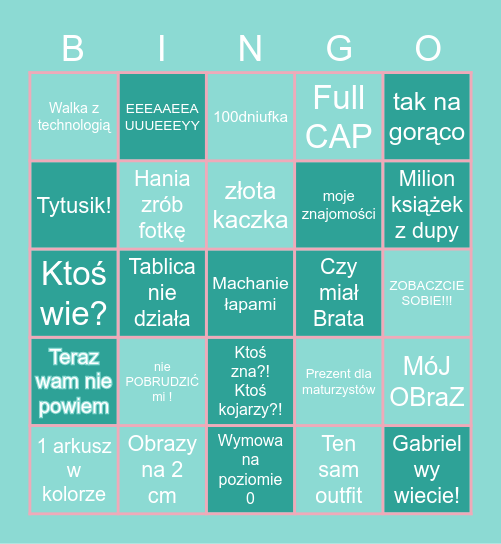 LEKCJA Z SEBĄ Bingo Card