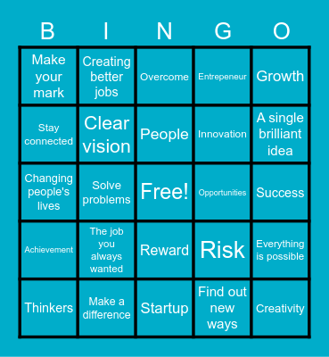 Entrepeneurship Bingo Card