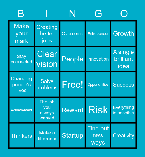 Entrepeneurship Bingo Card