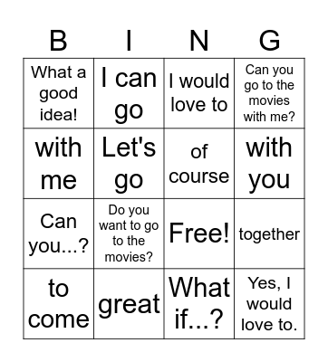 Hacer y aceptar invitaciones Bingo Card