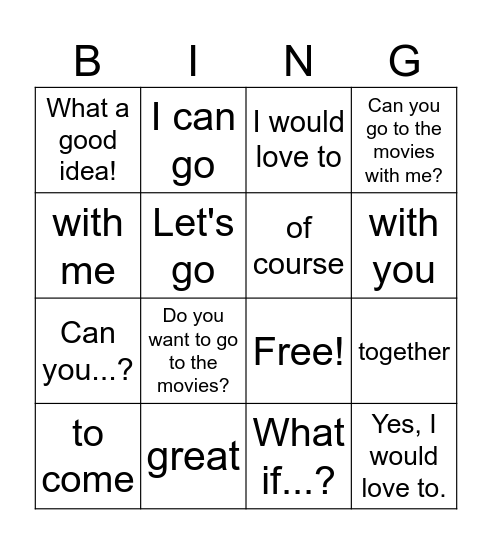 Hacer y aceptar invitaciones Bingo Card