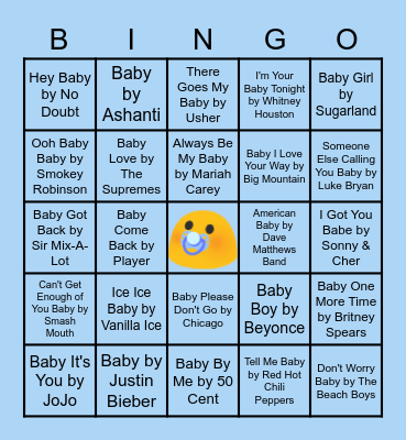 BABY SONG BINGO Card