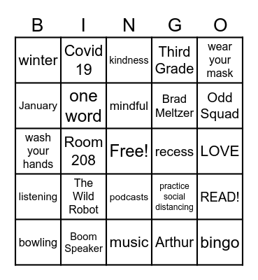 Lunchables BINGO Card