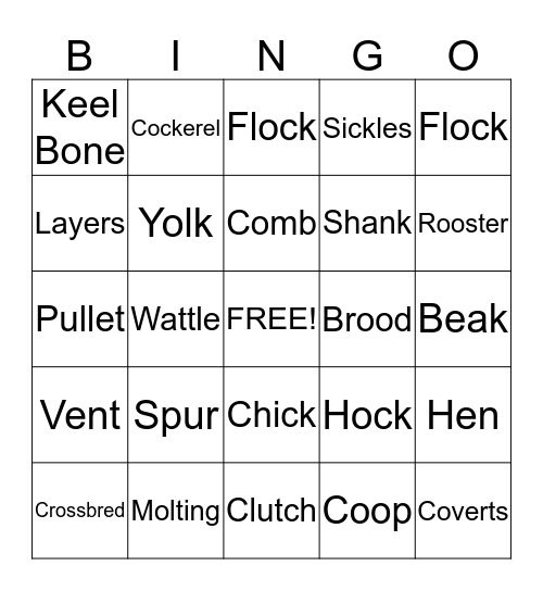 Chicken Bingo Card