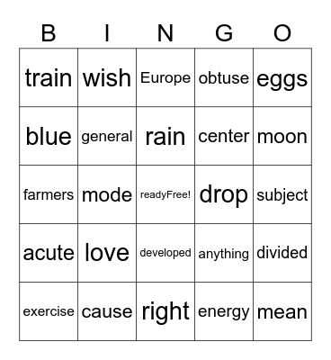 Week 20 & 21 Merritt Bingo Card