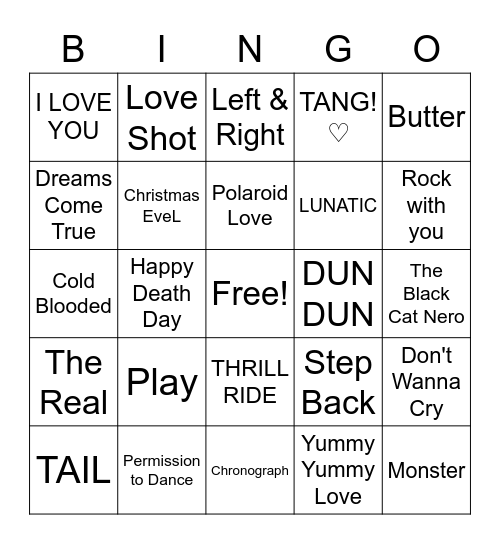 K-POP MUSIC BINGO Card