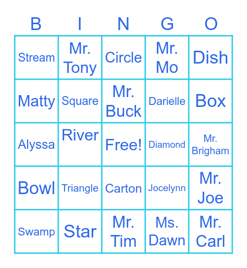 Spelling Word Bingo Card