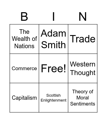 Adam Smith Bingo Card