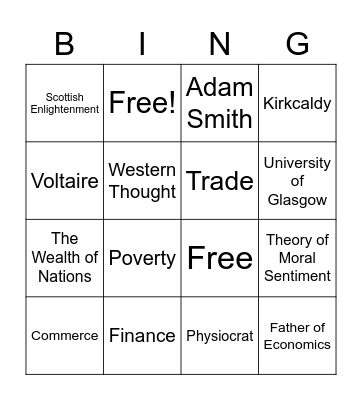 Adam Smith Bingo Card