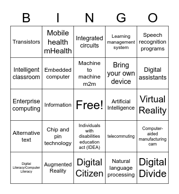 Digital Literacy Mod 1 Bingo Card