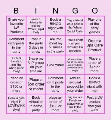 Pure Romance Bingo Card