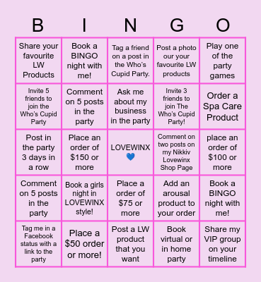 WHO’S THE CUPID BINGO Card