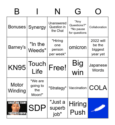 Announcement Bingo Card