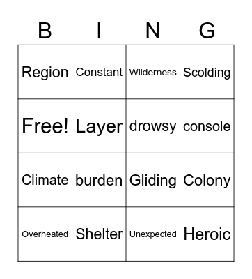 Lesson 20 Bingo Card