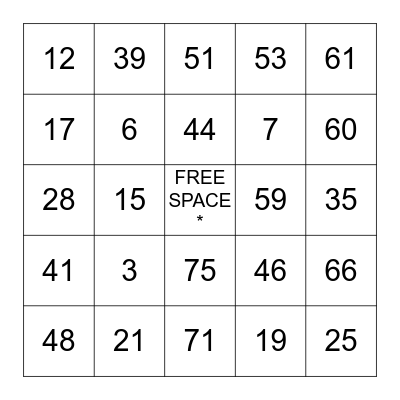 XTREME BINGO!! Bingo Card