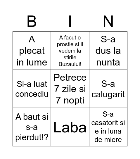 Dedu Fate Bingo Card