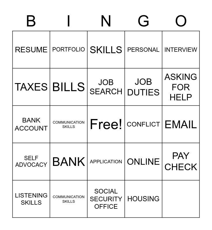 independent-living-skills-bingo-card