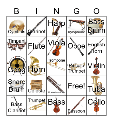 Musical Bingo Card