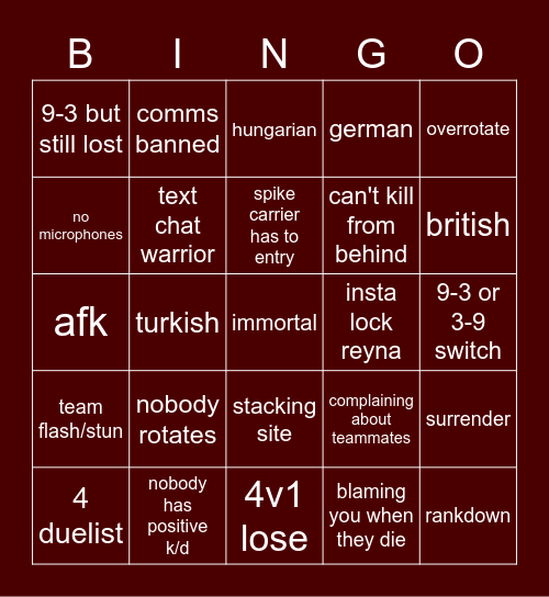 VALORANT A LEGJOBB Bingo Card