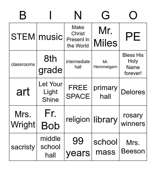 CSW Bingo Card