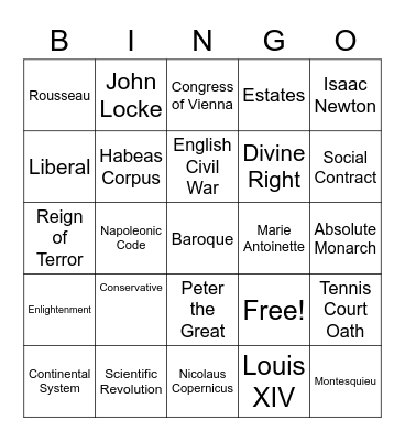 Unit 5 Vocab Sheet 4 Bingo Card