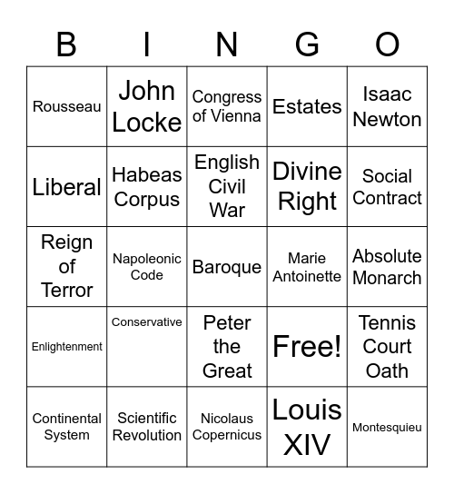 Unit 5 Vocab Sheet 4 Bingo Card