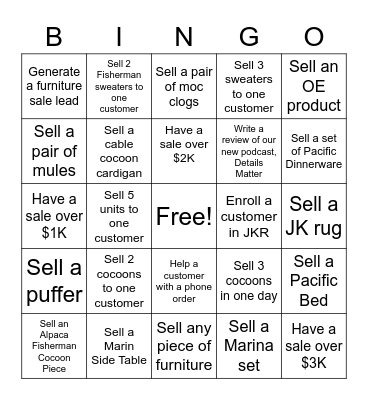 January EOM Bingo Card