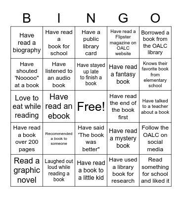 OALC Loves to Read! Bingo Card