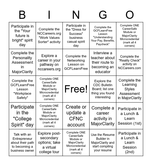 Celebrate CTE Month 2022! Bingo Card