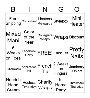 Jamberry Bingo Card