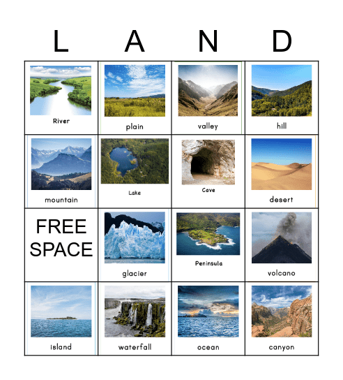 Landforms Bingo Card