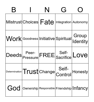 Women of Character Bingo Card