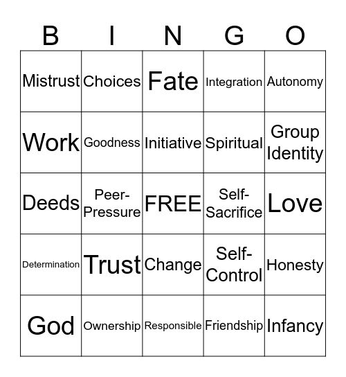 Women of Character Bingo Card