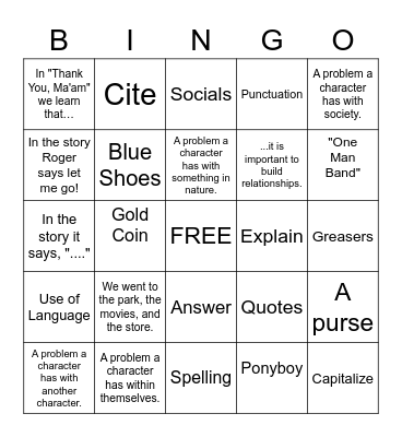 Getting Along Bingo Card